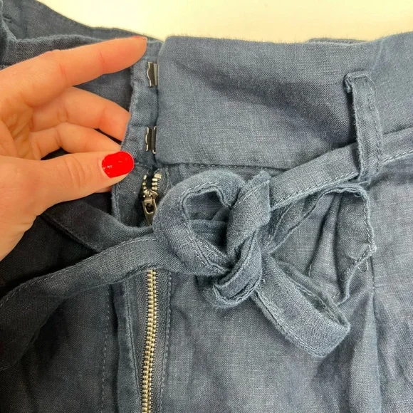 Artisan NY 100% Linen High Waist Shorts Size 10 Navy Blue - Picture 10 of 11